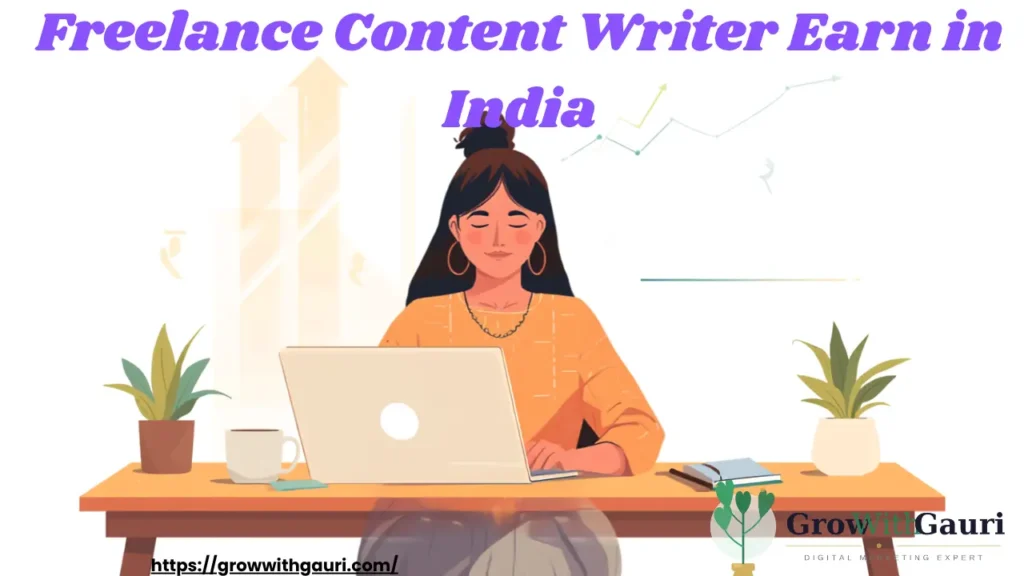 Freelance content writer earning money in India working from home on laptop - freelance content writer earn in India