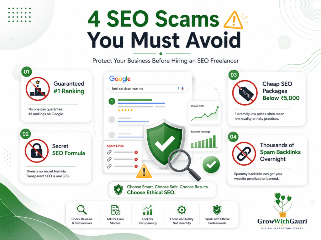 Red flag/scam warning graphic.